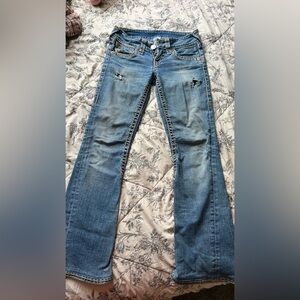 True Religion Blue Distressed Flare Jeans